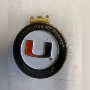 University of Miami U Logo Ball Marker Clip - Orange & Green
